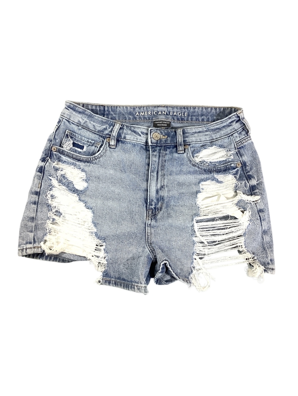 NWOT American Eagle Women's Light Wash Distressed Denim Shorts, 8